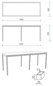 Стіл з стільницею на металевому каркасі